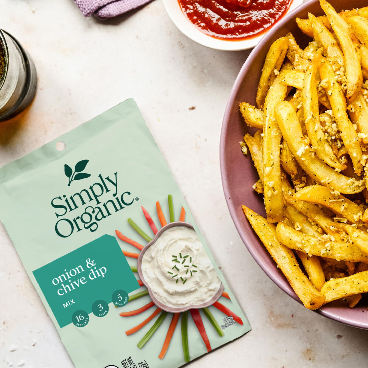 Simply Organic Onion & Chive Dip Mix, Certified Organic, 1 oz, Pack of 3