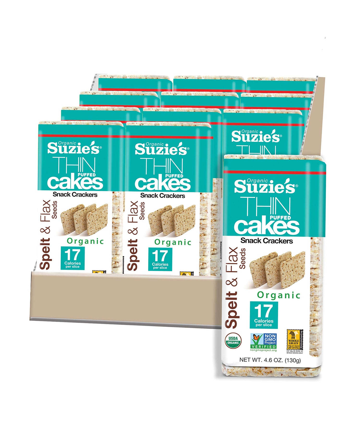 Suzies Spelt & Flax Seed Thin Cakes Case Of 12 Packages 4.6Oz. Each