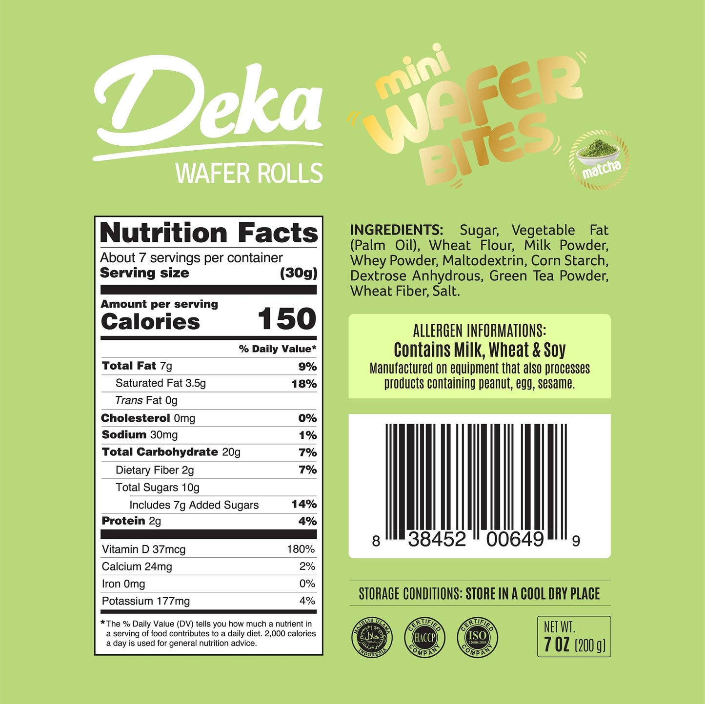 Deka Mini Wafer Bites (Pack Of 12, Matcha)
