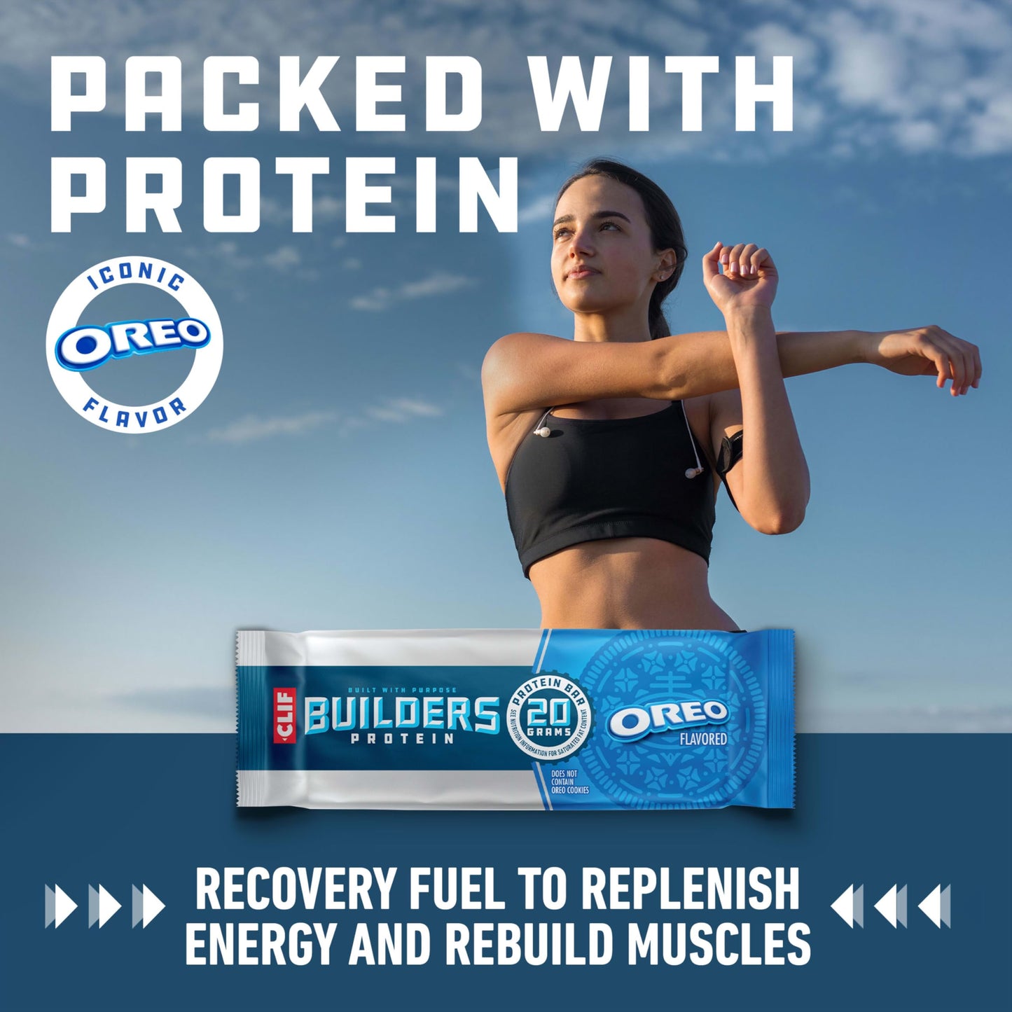 CLIF BUILDERS Protein Bars - OREO-Flavored - 20g Plant Based Protein - Gluten Free - Non-GMO - Low Glycemic - No Artificial Swee