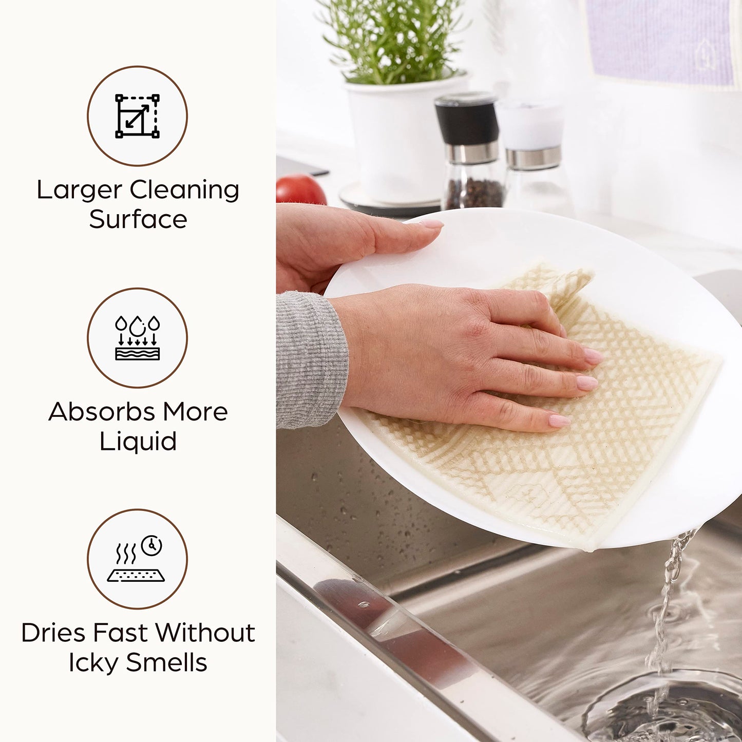 Swedish Dish Cloths For Kitchen - Reusable Dishcloths For Washing Dishes - Each Cellulose Dish Cloth Replaces 15 Rolls Of Paper