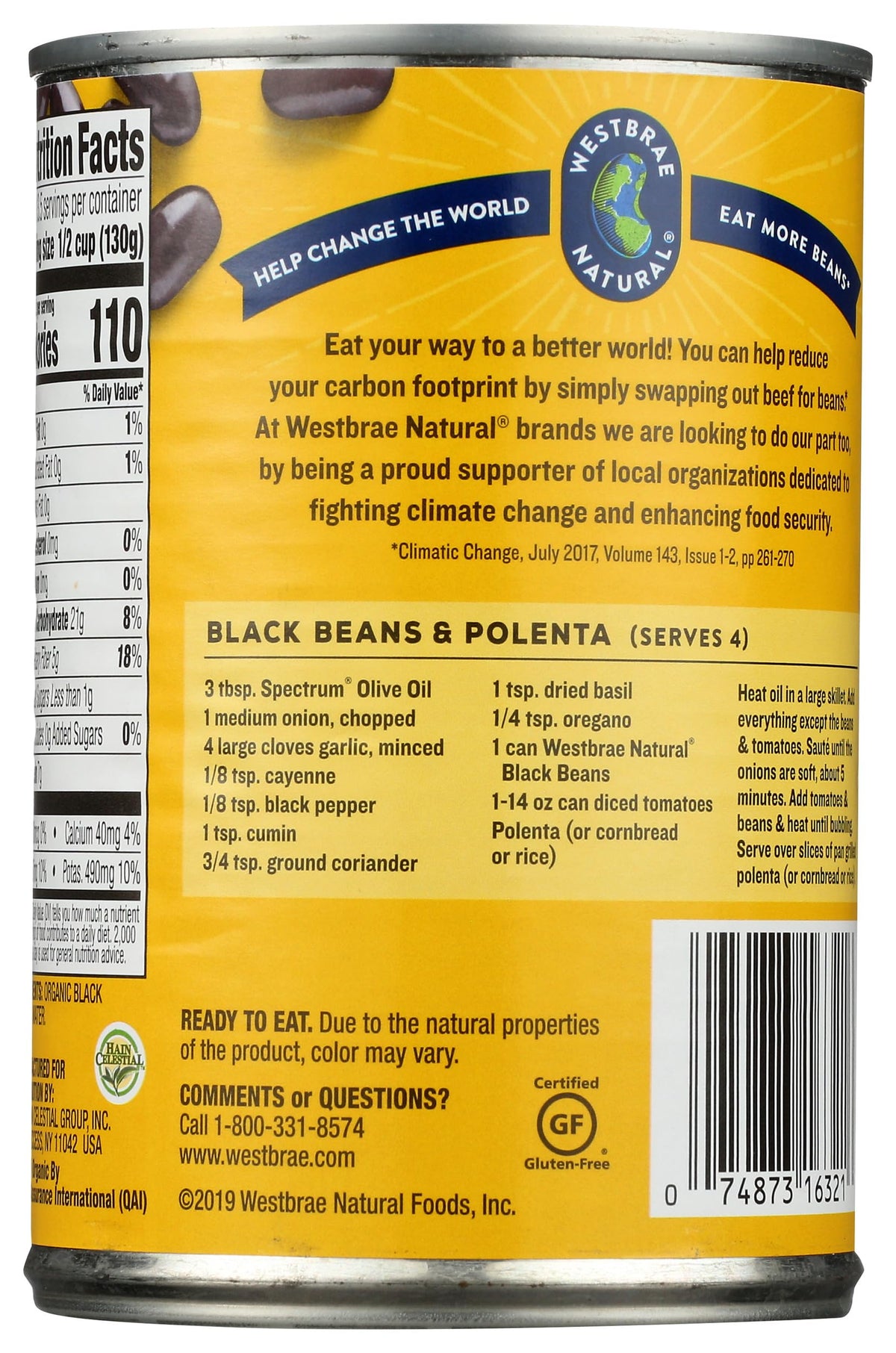 Westbrae Natural Vegetarian Organic Black Beans - 15 oz