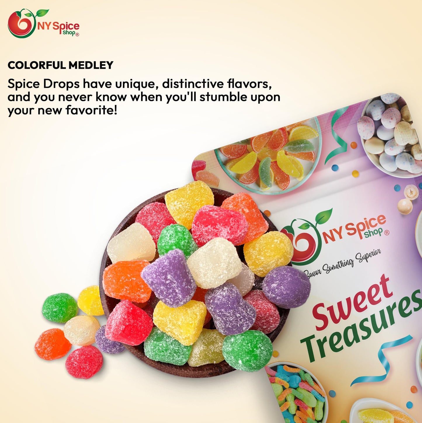 NY SPICE SHOP Assorted Spice Drops - Spice Drops - Gum Drops Candy - Gum Drops - Gumdrops - Spiced Gum Drops - Gumdrops Candy -