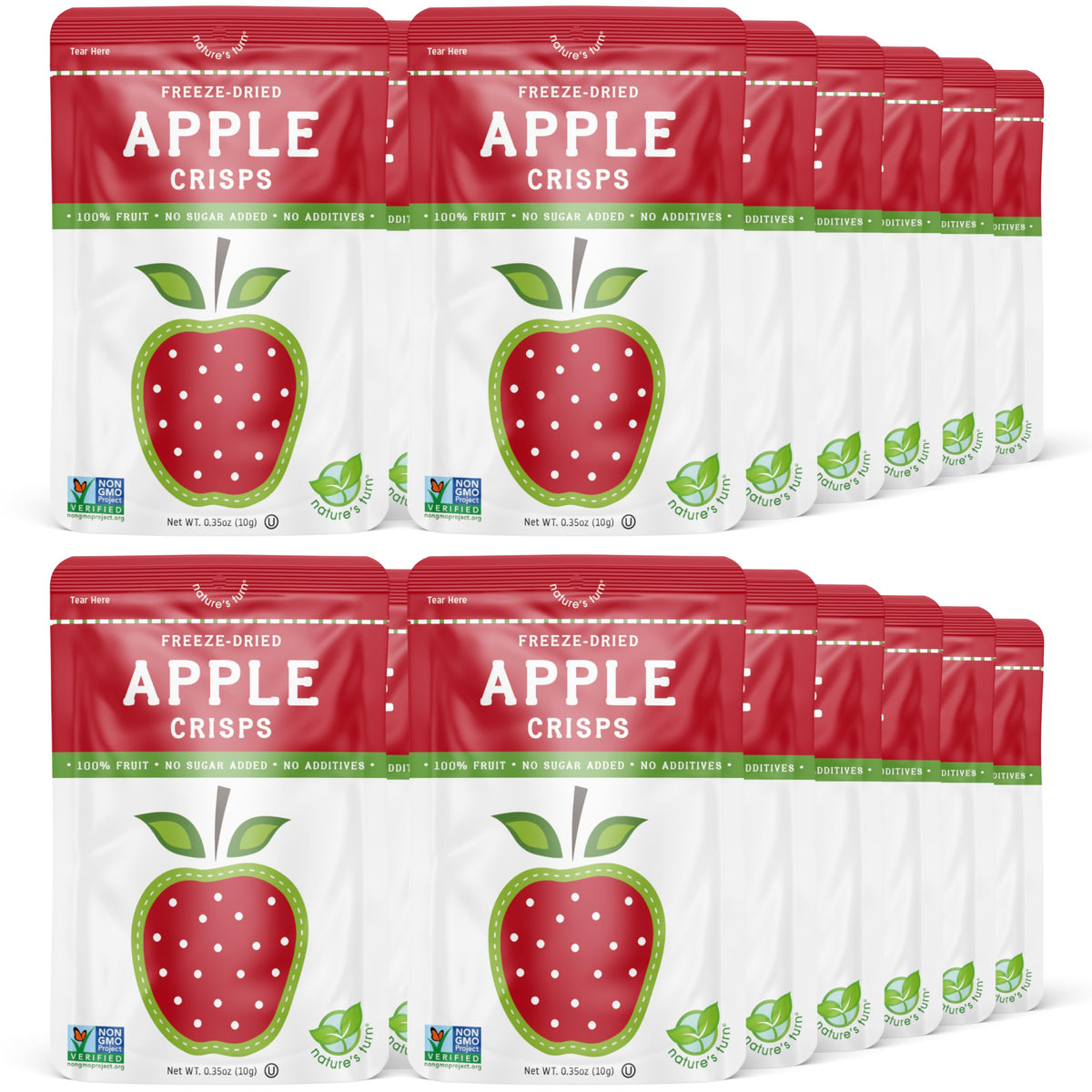 Natures Turn Freeze-Dried Fruit Snacks, Apple Crisps, Pack Of 24 (0.35 Oz Each)