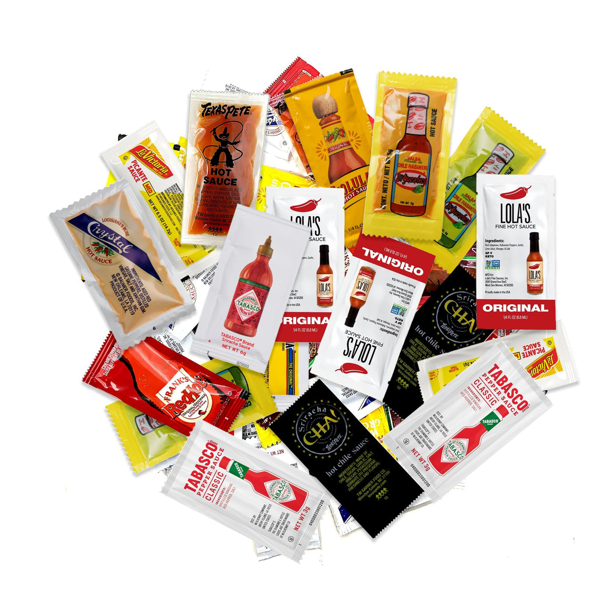 Hot Sauce Variety Pack Of 48 Condiment Packets. 4 Each Of 12 Flavors Care Package Gift Basket By Rebel Smuggling Galactic Emporium