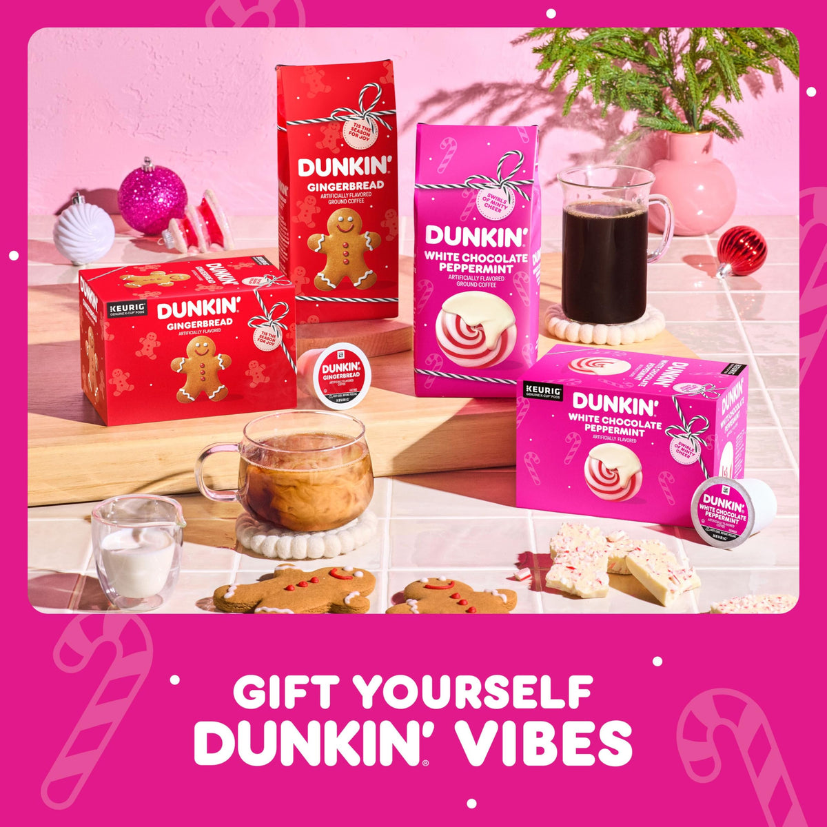 Dunkin White Chocolate Peppermint Artificially Flavored Coffee, Keurig K-Cup Pods, 10 Count Box