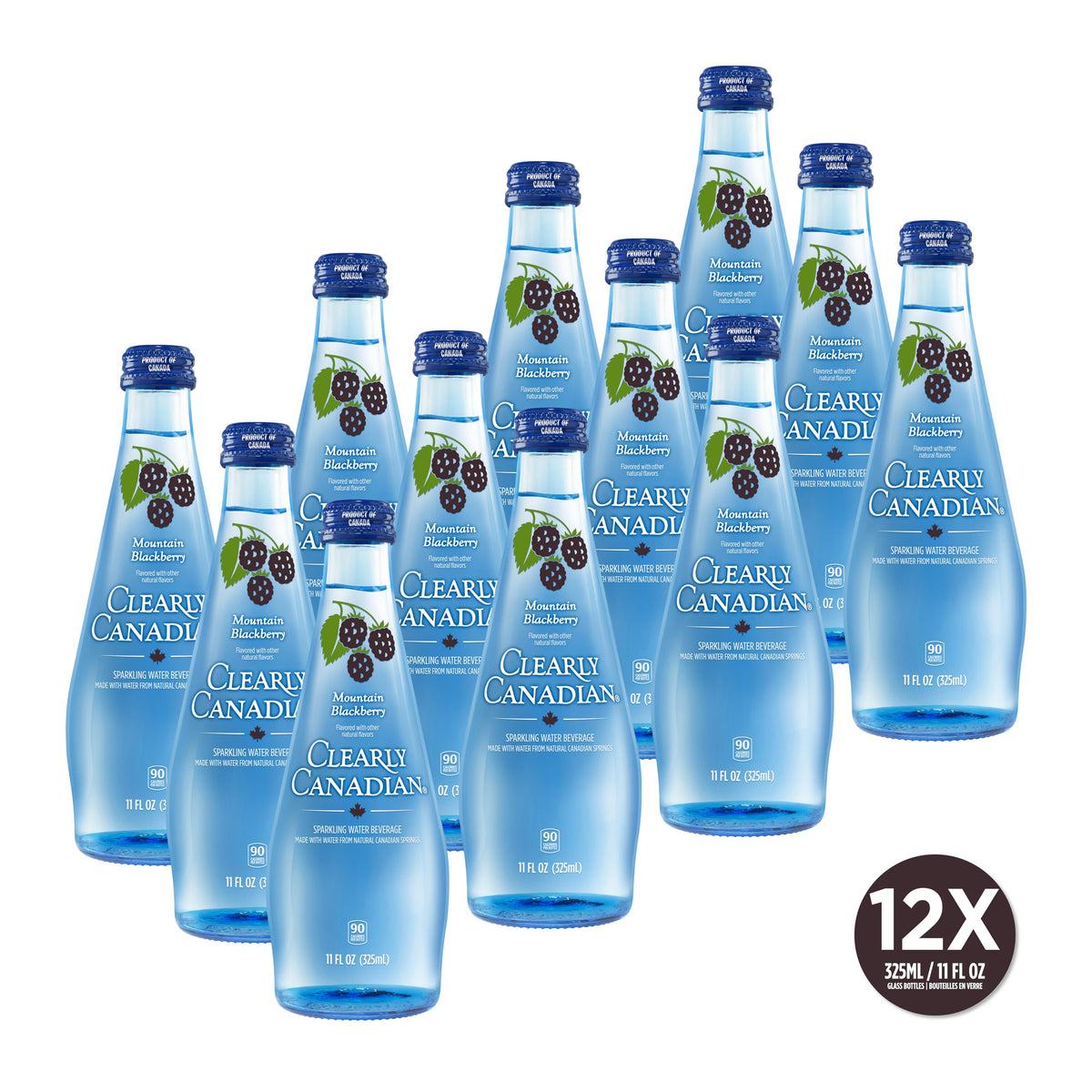 Clearly Canadian Mountain Blackberry Sparkling Spring Water Beverage, Natural & Carbonated, Flavored Seltzer Water, 1 Case (12 B
