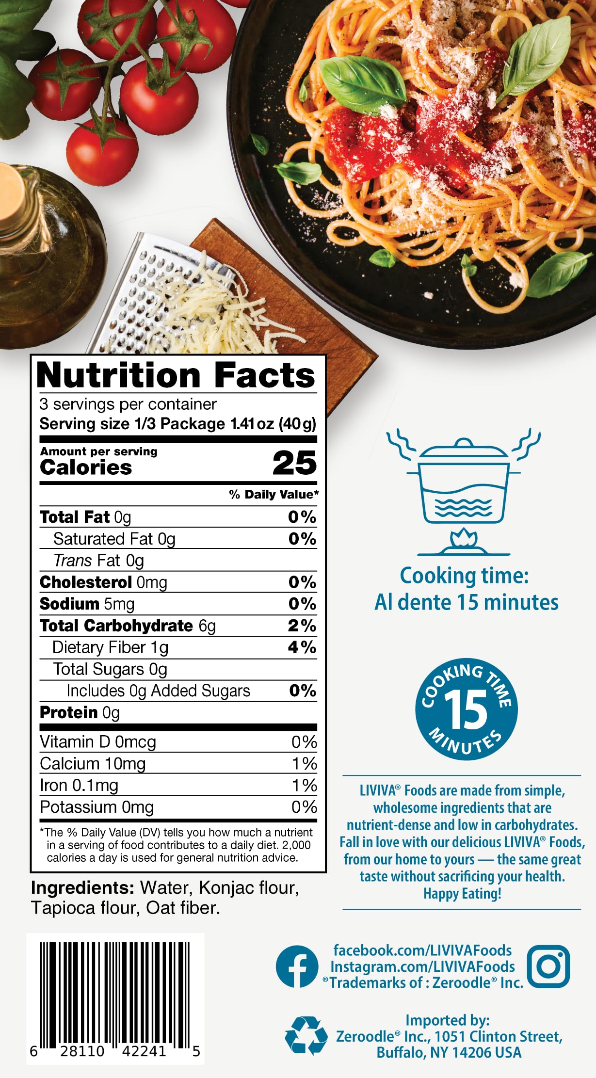 Liviva Foods Dried Shirataki Spaghetti - 6 Pk - Certified Gluten Free, Non-Gmo, Vegan, Halal, Kosher, Plant-Base, Keto & Low Carb, Only 5 Netcarbs, 25 Calories, Diabetic-Friendly, Taste And Cook Like Spaghetti.