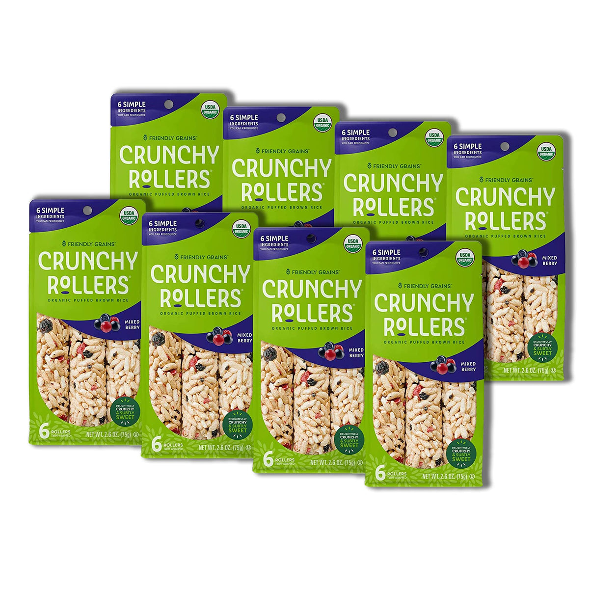 Friendly Grains Crunchy Rice Rollers - Mixed Berry - Delicious Crispy Puffed Gluten-Free Brown Rice Cakes - Healthy Snacks for A