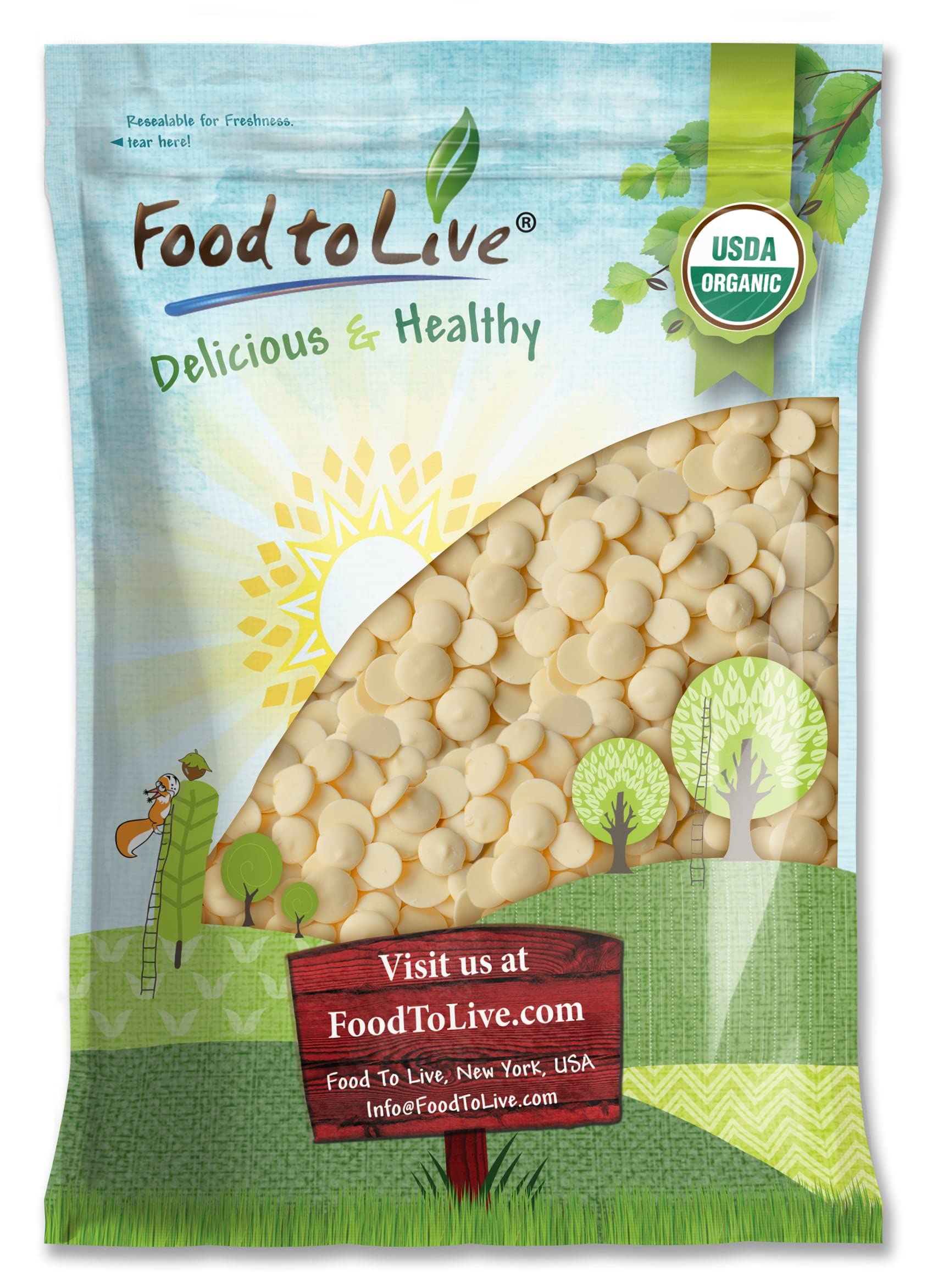Food to Live Organic Cacao Butter Wafers, 8 Pounds - Non-GMO, Raw, Pure, Unfiltered, Unrefined, Keto, Vegan Superfood, Bulk, Mad