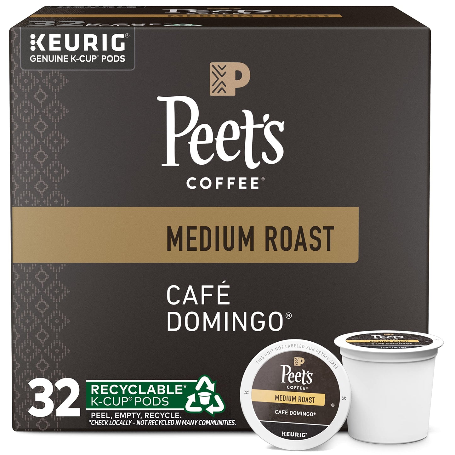 Peets Coffee Medium Roast Single Serve Coffee Pods 32 Count Café Domingo