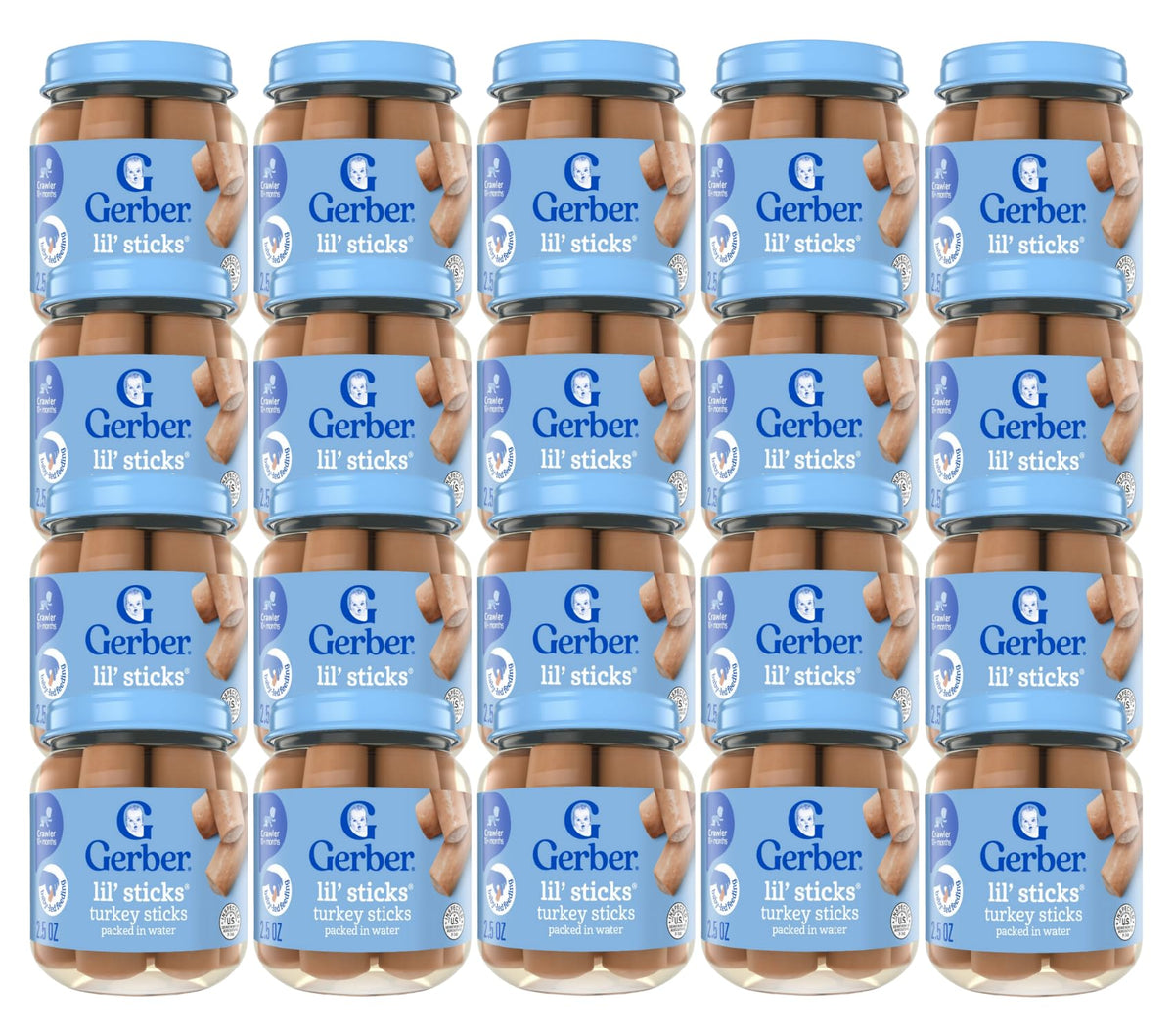 Gerber Mealtime For Baby Lil Stick Packed In Water, No Nitrates Or Nitrites Added, For Crawlers 10 Months & Up Turkey, 2.5 Ounce