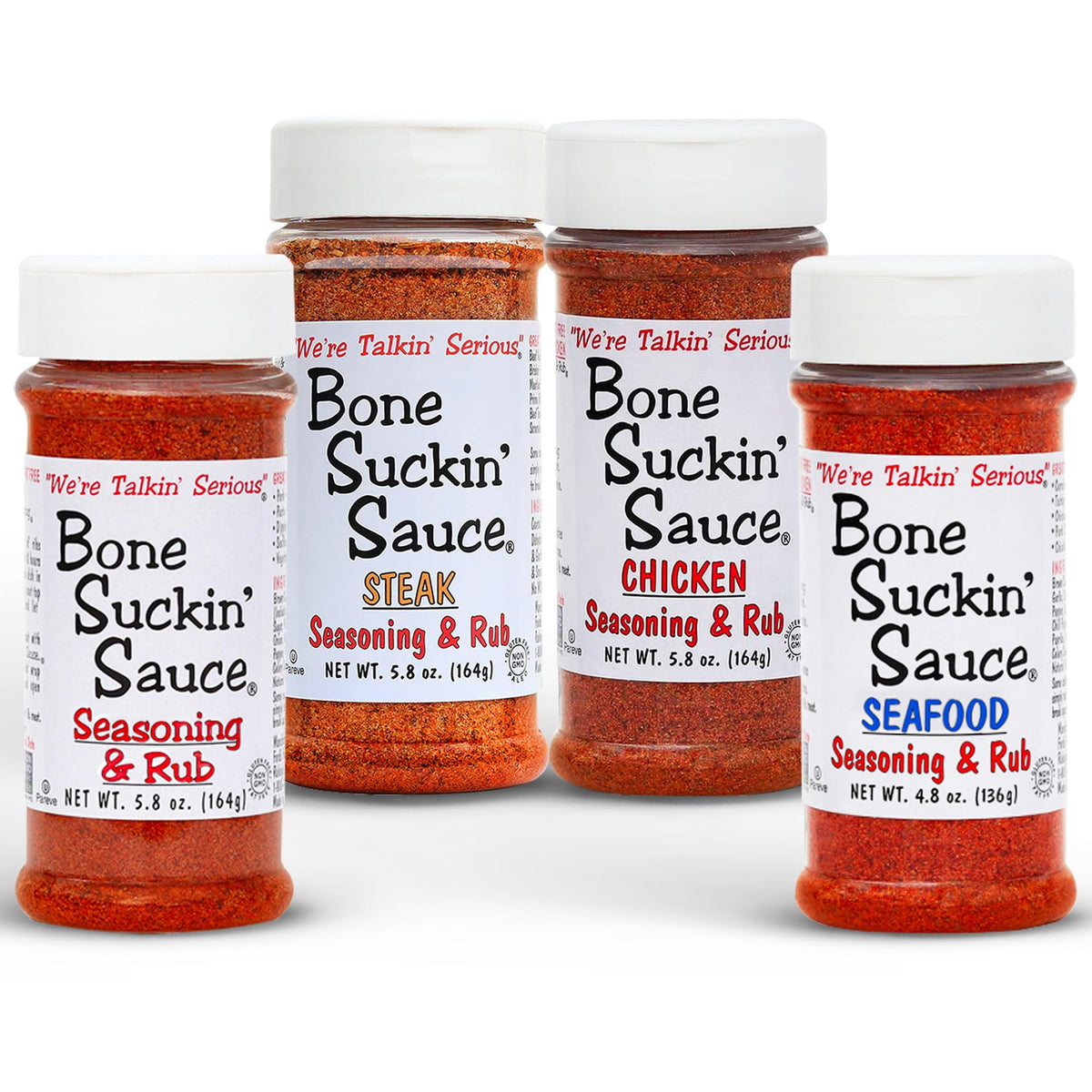 Bone Suckin Sauce Seasoning and Rub, Original, Steak, Seafood, Chicken, 5.8 Ounce (Pack of 4), Gluten-Free, Non-GMO, Fat-Free,