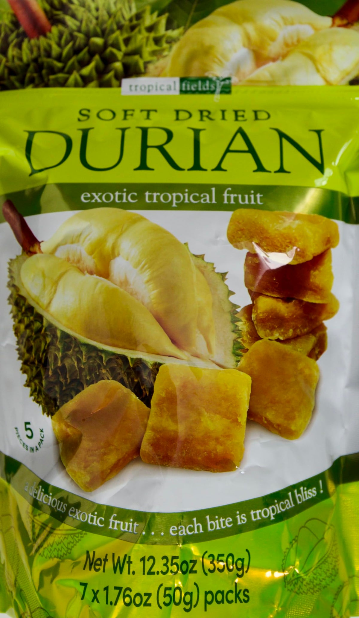 Tropical Fields Soft Dried Durian Exotic Tropical Fruit, 12.35 Ounce, Family Size