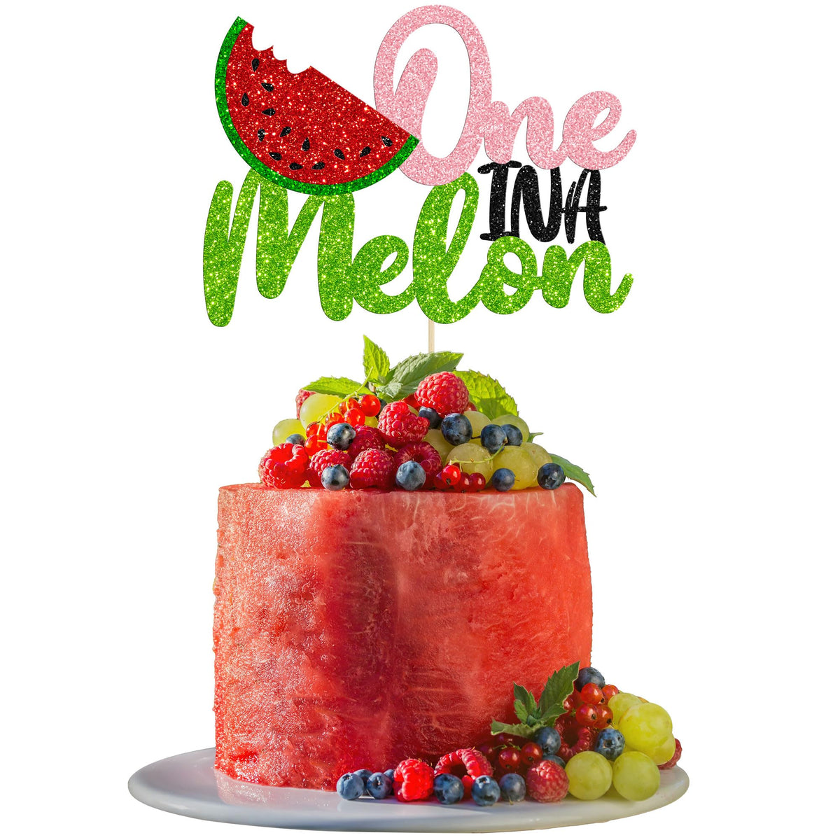 1 Pack Watermelon Cake Topper One In A Melon Cake Pick Watermelon First Birthday Baby Girl 1St Birthday Party Cupcake Decoration