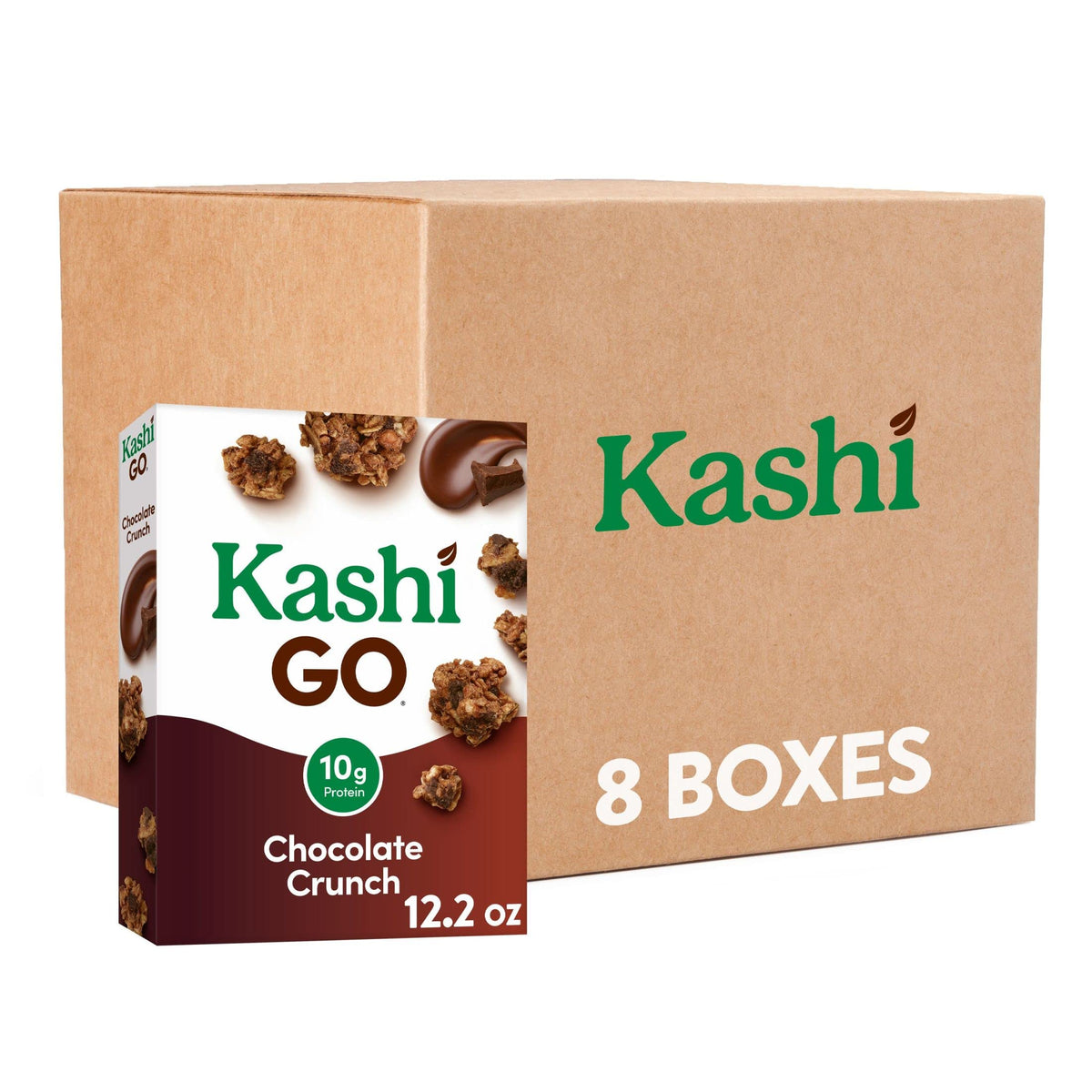 Kashi Go Cold Breakfast Cereal, Fiber Cereal, Vegan Protein, Chocolate Crunch (8 Boxes)