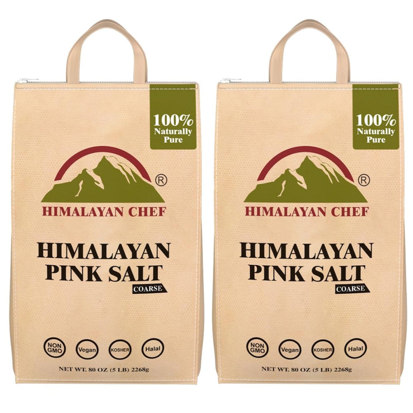 Himalayan Chef Pink Salt Coarse Grain, Salt for Grinder Refill - 5 lbs Bags | 100% Natural Salts, Non-GMO & Gluten Free, Food Gr
