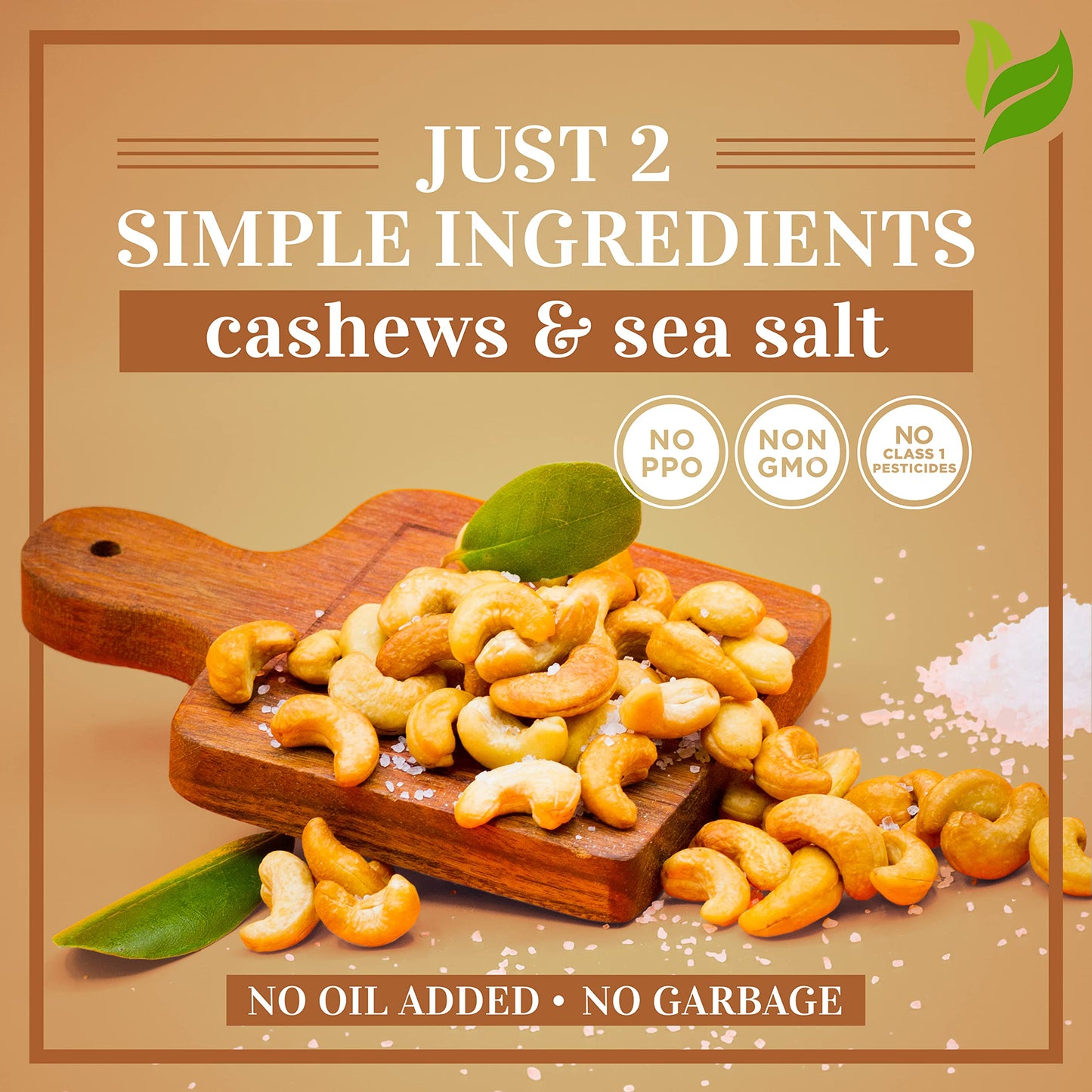 Oven Dry Roasted Fancy Cashews with Sea Salt-48 oz (3 lb) | Whole | No Oil | No PPO | Vegan and Keto Friendly | Made from Natura