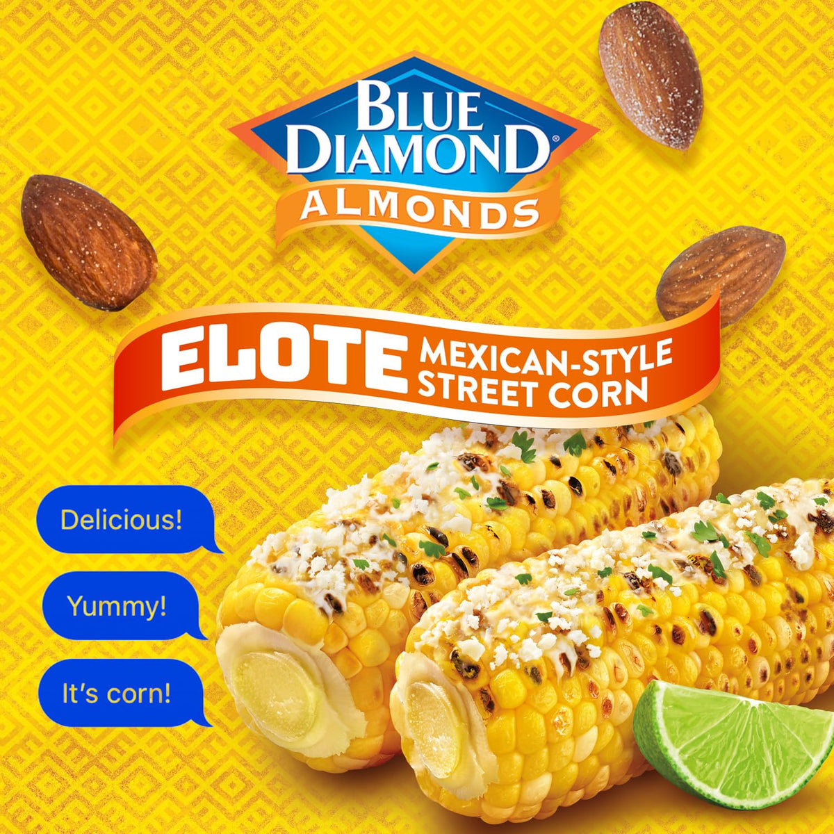 Blue Diamond Almonds, BOLD Elote Mexican Street Corn Flavored Snack Nuts, 6 Ounce Can (Pack of 2)