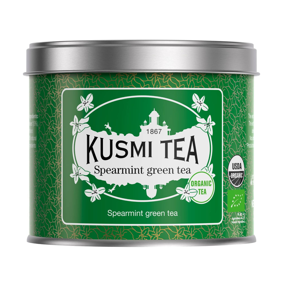Kusmi Tea - Spearmint Green - Organic Blend Of Gunpowder Green Tea With Mint - Peppermint Tea - Enjoy Hot Or Ice - Organic Flavo