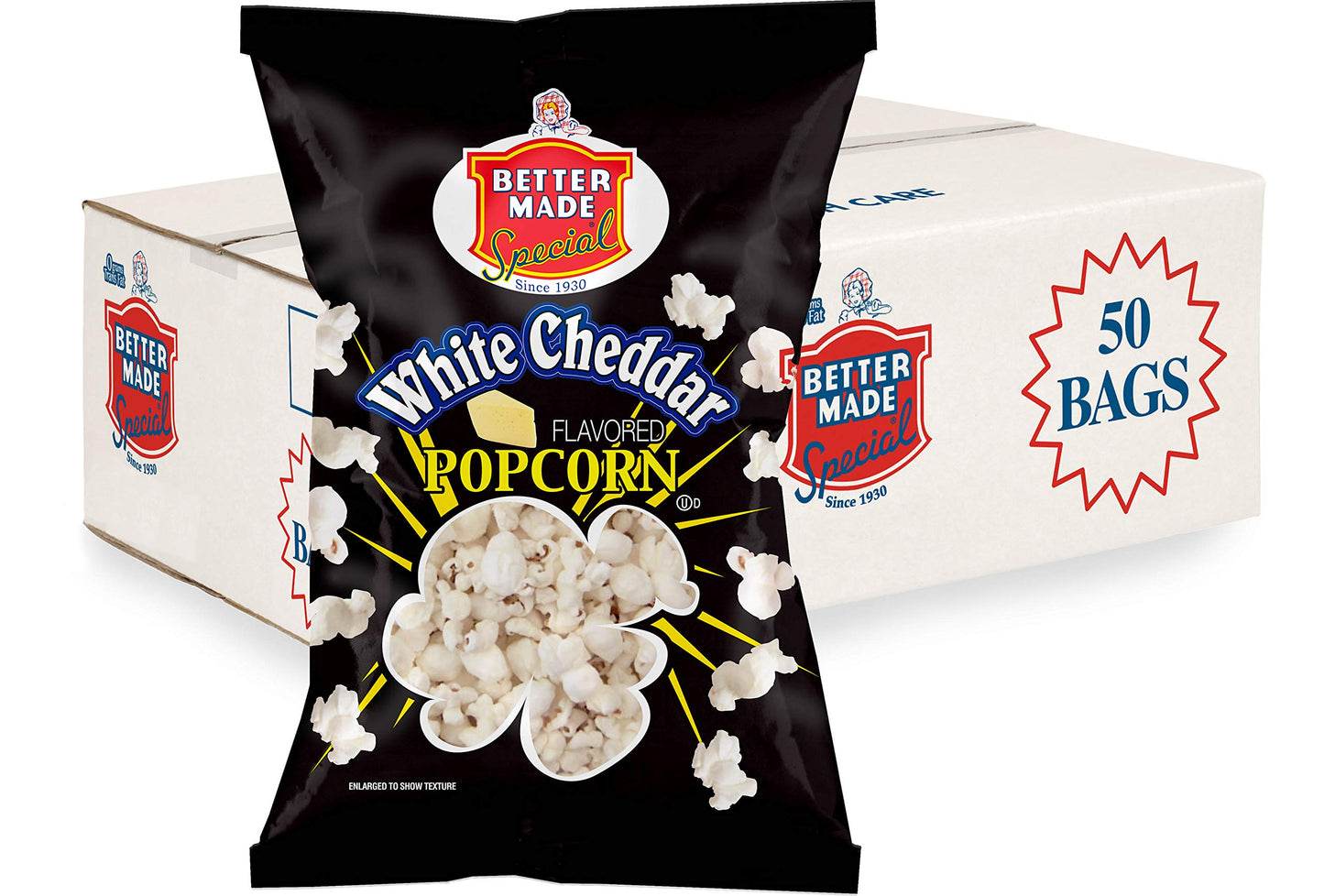 Better Made Special Cheese Flavored Popcorn - Case of 50 - .625oz Bags (WHITE CHEDDAR)