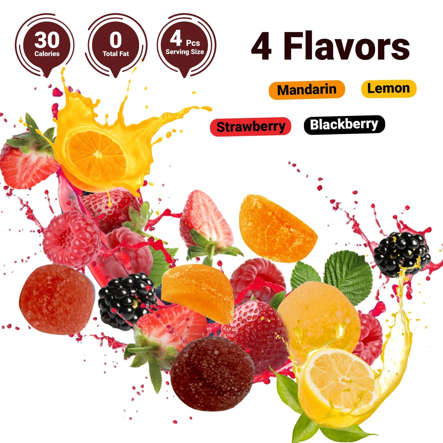 Fusion Sweets Sugar Free Bonelle Italian Fruit Jelly Candy - 1 lb, Approx. 115 Pieces, Red, Orange, Purple, Yellow, Individually Wrapped