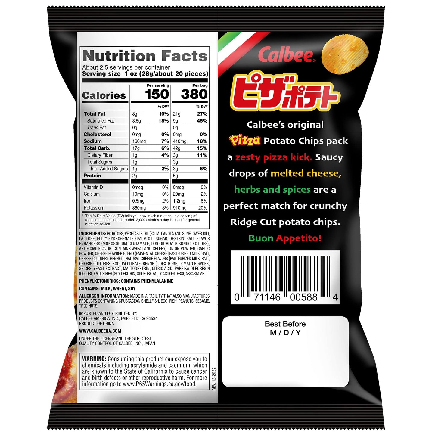 Calbee Potato Chips (Pizza Potato, 2.54 Oz) | Taste The Tradition Of Japanese Snacks | Enjoy These Irresistible & Deliciously Cr