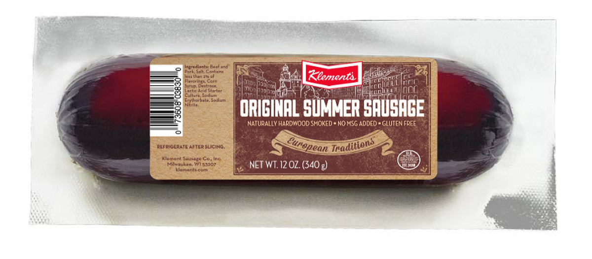 Klements Summer Sausage, 12 Ounce, Original Flavor, Pack of 1