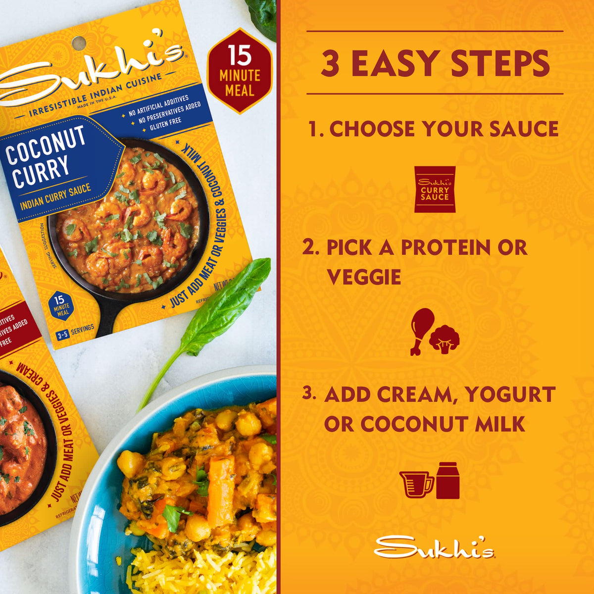 Sukhi'S Indian Curry Paste - Chicken Tikka Masala Sauce 3Oz (Pack Of 6) 84 Servings - Gluten Free Food Indian Curry Sauce With I