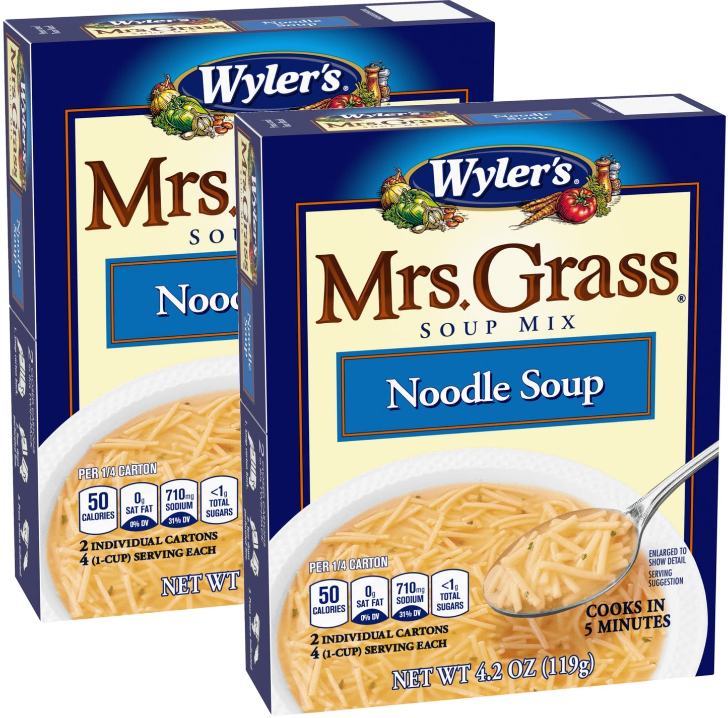 Mrs. Grass Chicken Noodle Soup Mix, 4.2 Oz, 2 Pack, Noodle, Convenient Meal Option