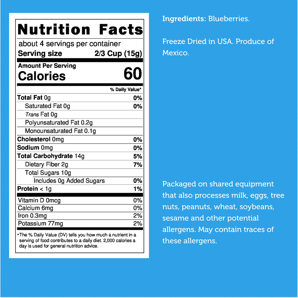 Arctic Farms Garden Pure Freeze Dried Blueberries Fruits, No Sugar Added, Crunchy Snacks (Blueberry)