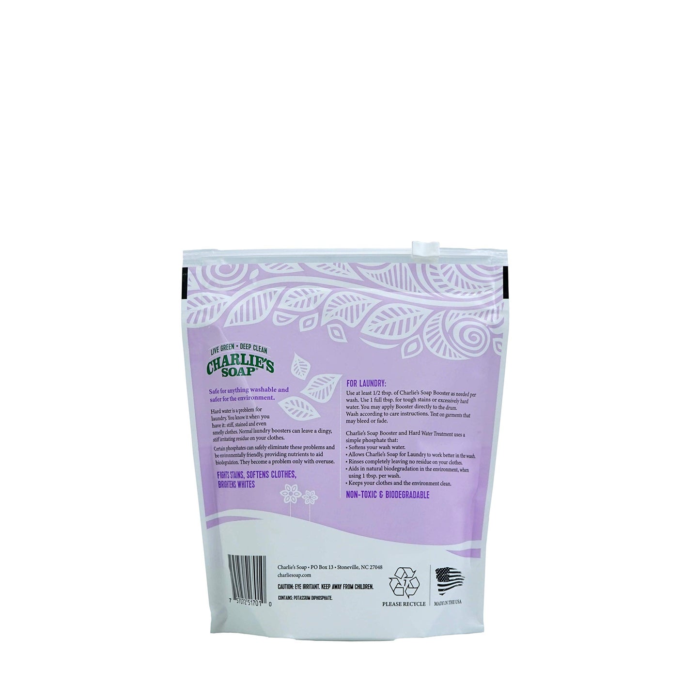Charlie'S Soap Hypoallergenic Laundry Booster Hard Water Treatment - Softens And Fights Stains, 2.64Lb Bag (Pack Of 6)