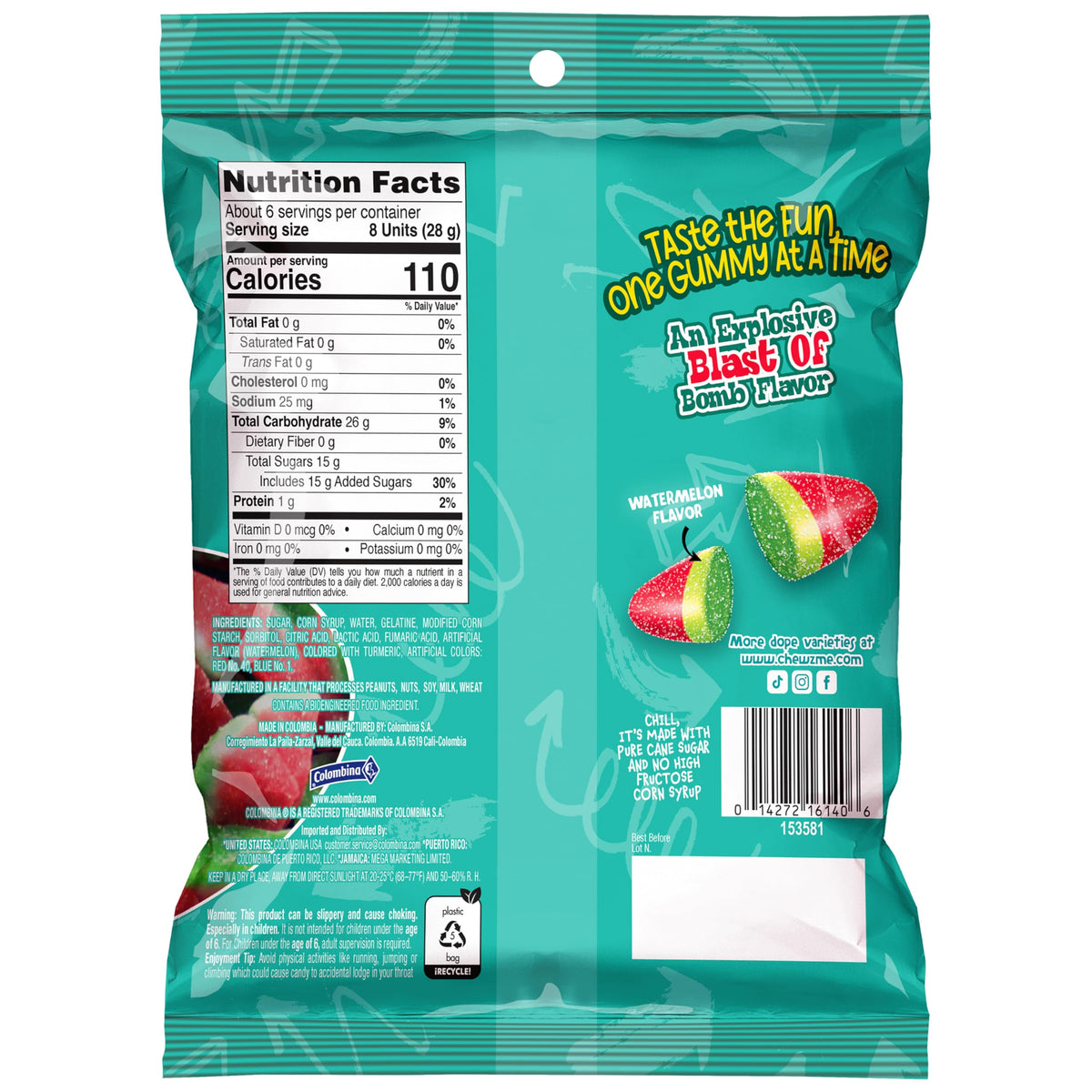 Chewzme Watermelon Gummies, Sour Gummy Candy, 6 Oz (Pack Of 1)