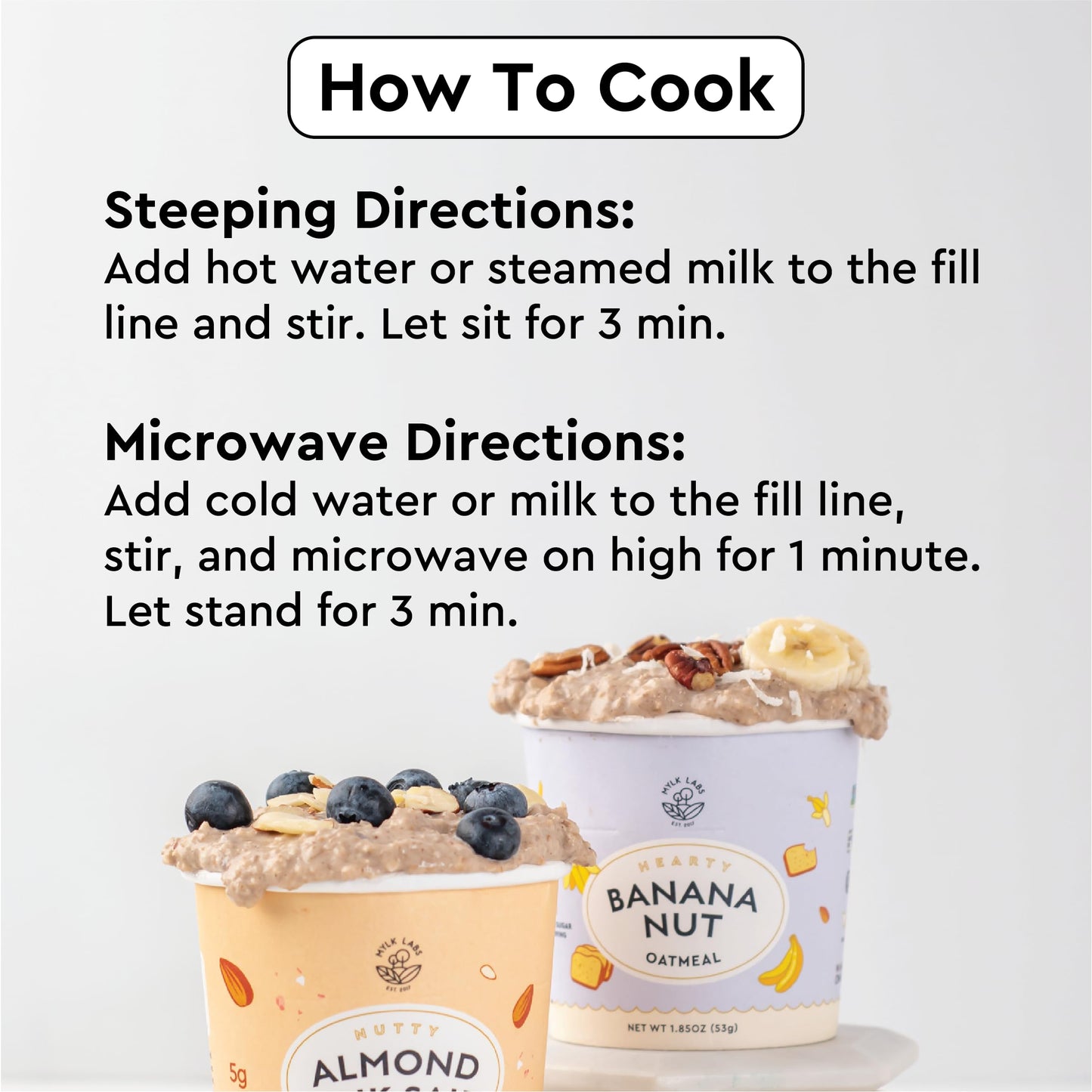 Mylk Labs Banana Nut Protein Oatmeal Cups, Whole Grain, Low Sugar, High Fiber Breakfast with Superfoods, Quick & Easy, On the Go