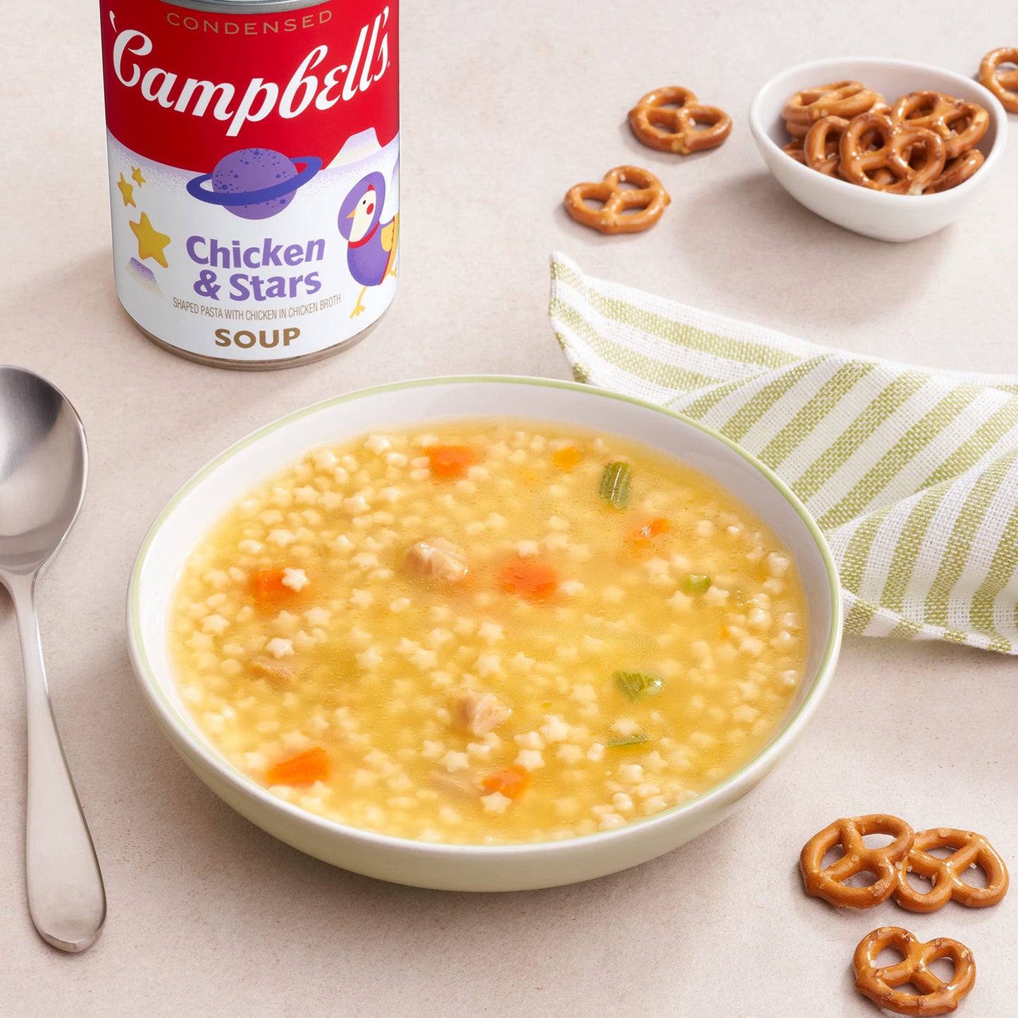 Campbells Condensed Kids Chicken and Stars Soup, 10.5 oz Can, Pack of 1