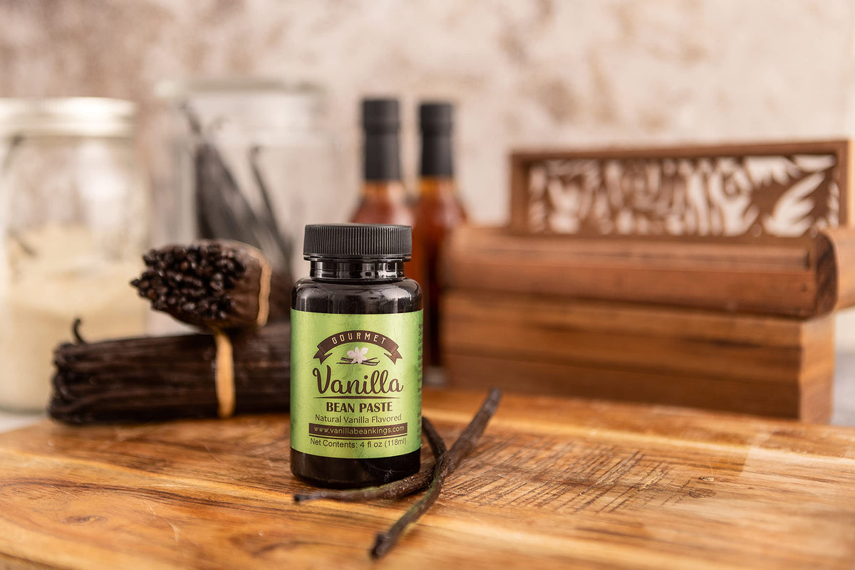 Vanilla Bean Kings Vanilla Bean Paste for Baking - Madagascar spirit-inspired flavor Blend with Real Seeds - 4 Ounce - Brown