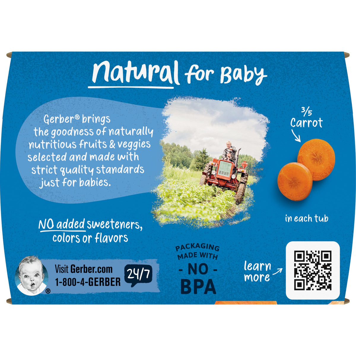 Gerber 1St Foods Baby Food, Carrot Puree, Natural & Non-Gmo, 2 Oz - 2 Count (Pack Of 8)