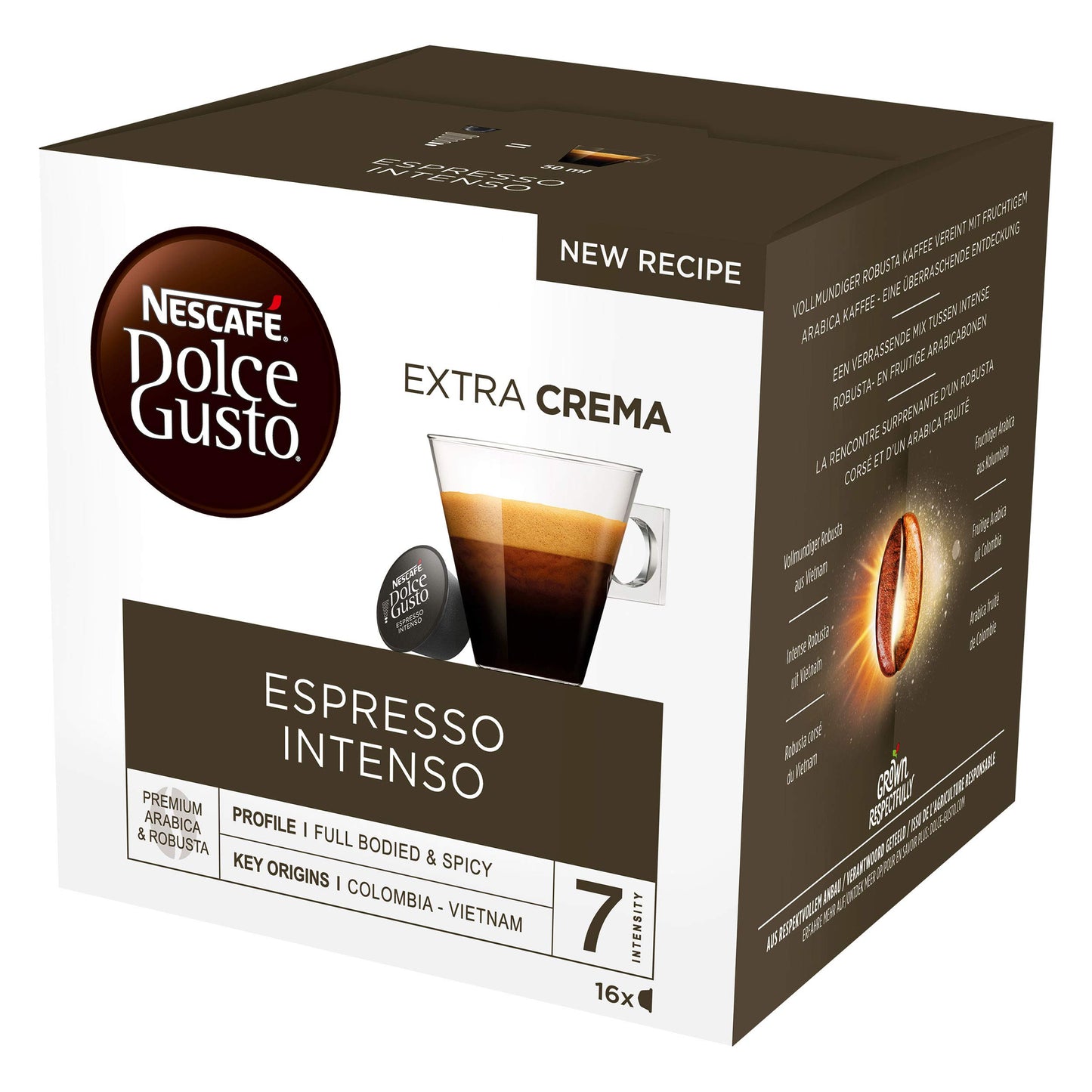 NESCAFÉ DOLCE GUSTO Espresso Intenso Coffee compact pieces, 16 Count (Pack of 4), Model DG0162