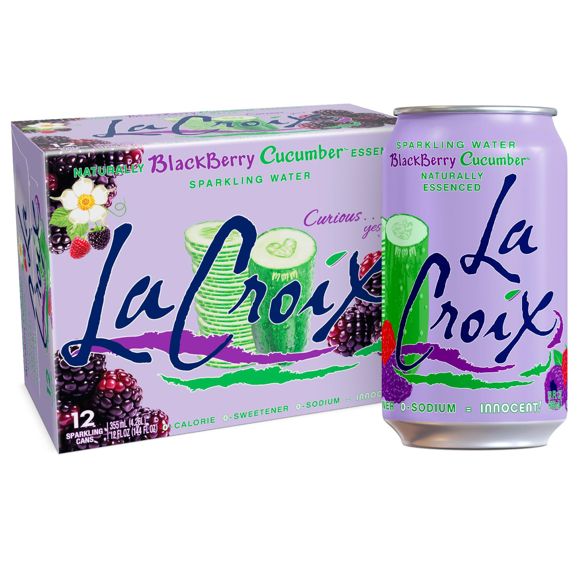La Croix Sparkling Water, Blackberry Cucumber, 12-Pack Zero Sugar, Zero Calories, Zero Sodium