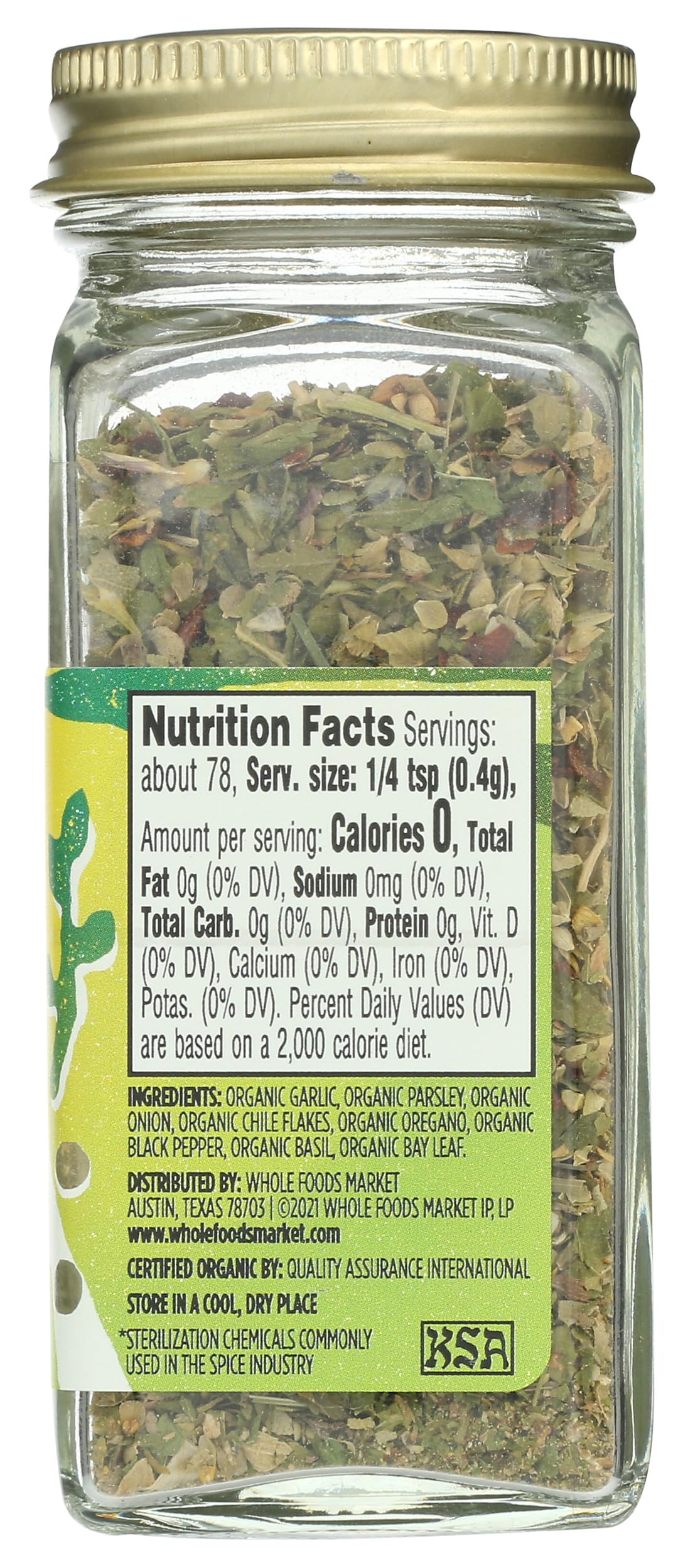 Whole Foods Market Organic Chimichurri Seasoning, 1.09 oz - Flavorful Herb Blend for Cooking and Marinades