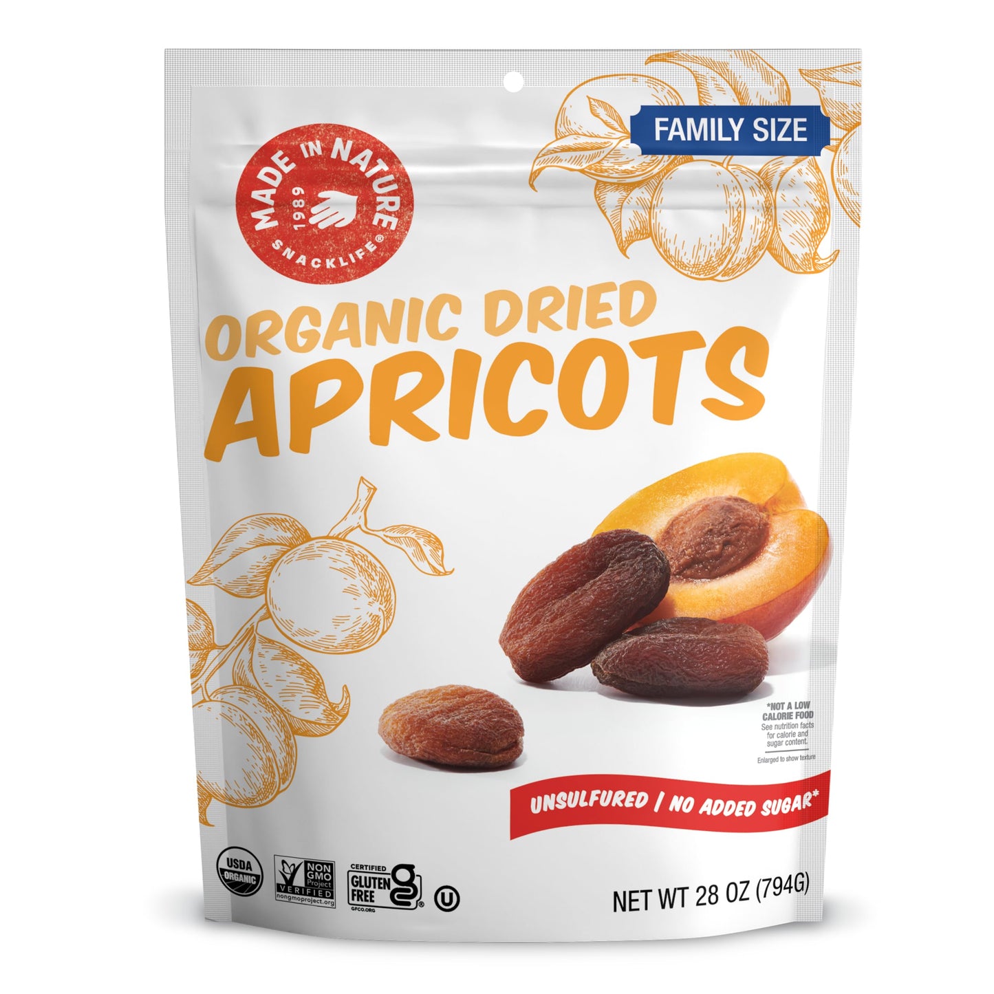Made in Nature Organic Dried Apricots, 28oz (Pack of 1), Non-GMO Vegan Dried Fruit Snack