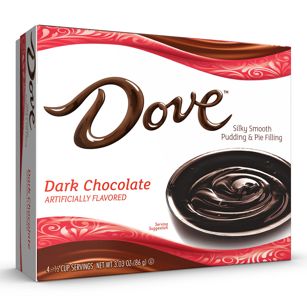 Dove Dark Chocolate Pudding Mix and Pie Filling, 4 Servings, 3.34 Oz, 12 Count, Kosher
