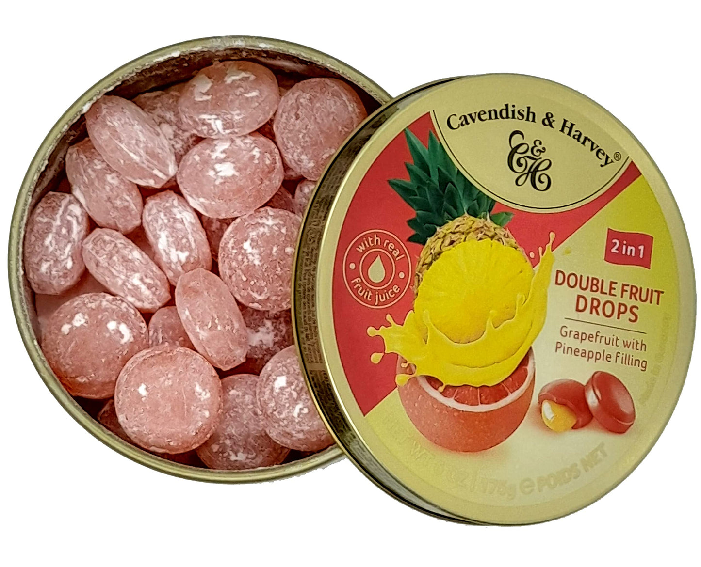 Cavendish & Harvey Double Fruit Drops Grapefruit With Pineapple Filling - 175 Gm