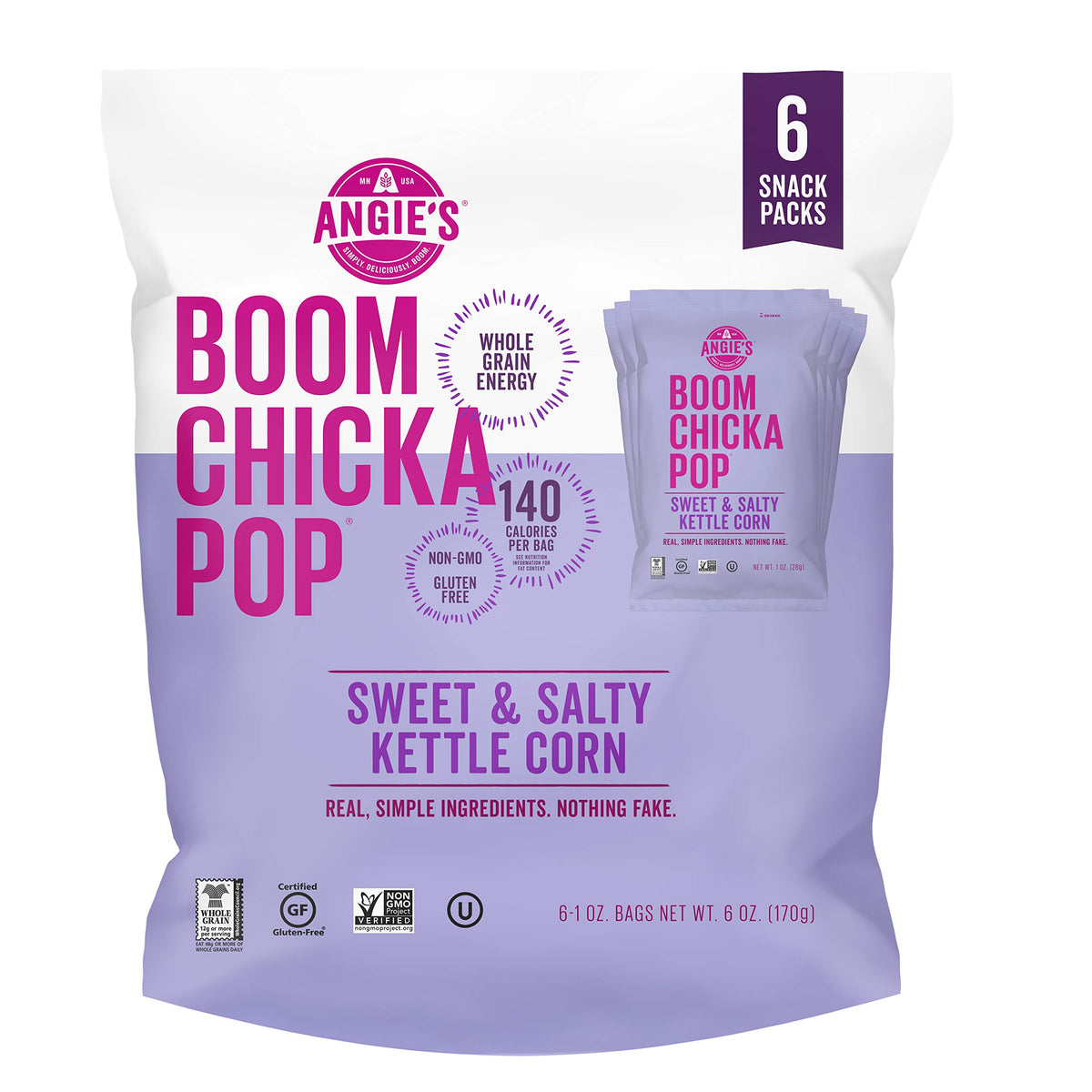 Angie'S Boomchickapop Sweet & Salty Kettle Corn Popcorn, 1 Oz