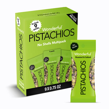 Wonderful Pistachios No Shells, Roasted & Salted Nuts, 0.75 Ounce Bag (Pack of 9), Protein Snacks, Gluten Free, On-the-Go, Indiv