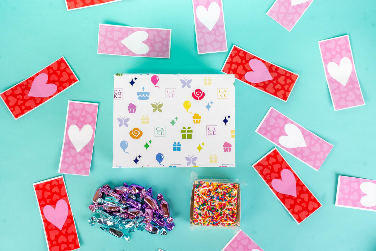 Celebration Love Shower Gift Box By Send A Cake Music Gift With 20 Foil-Wrapped Caramels & 3 Rainbow Sprinkle Crispy Cake – Ready-To-Gift, No Assembly, Birthday, Anniversary, Or Celebration Gift For Women, Men & Kids