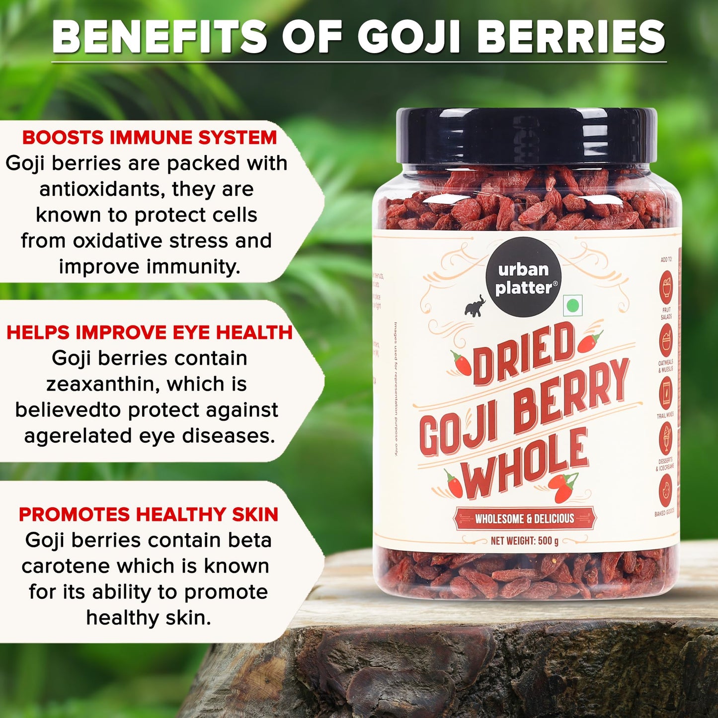 Urban Platter Goji Berries | 7.05 Oz (200G) | Dried Superfood Snack | Rich In Antioxidants & Fiber | Source Of Vitamin A & C | Gluten-Free & Non-Gmo | Perfect For Healthy Snacking, Oatmeal & Smoothies