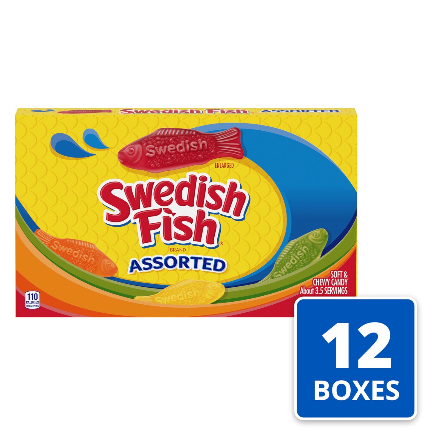 Swedish Fish Assorted Soft & Chewy Candy, Bulk Candy, 12 - 3.5 Oz Boxes