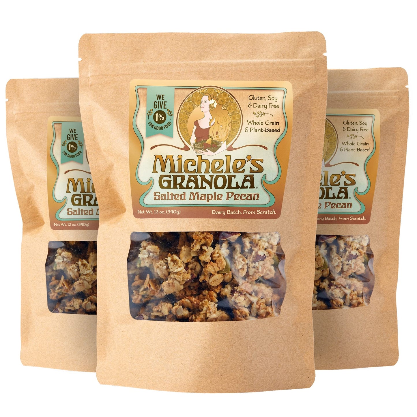 Micheles Granola Salted Maple Pecan, Gluten-Free & Non-GMO, 12 Oz Package, Pack of 3
