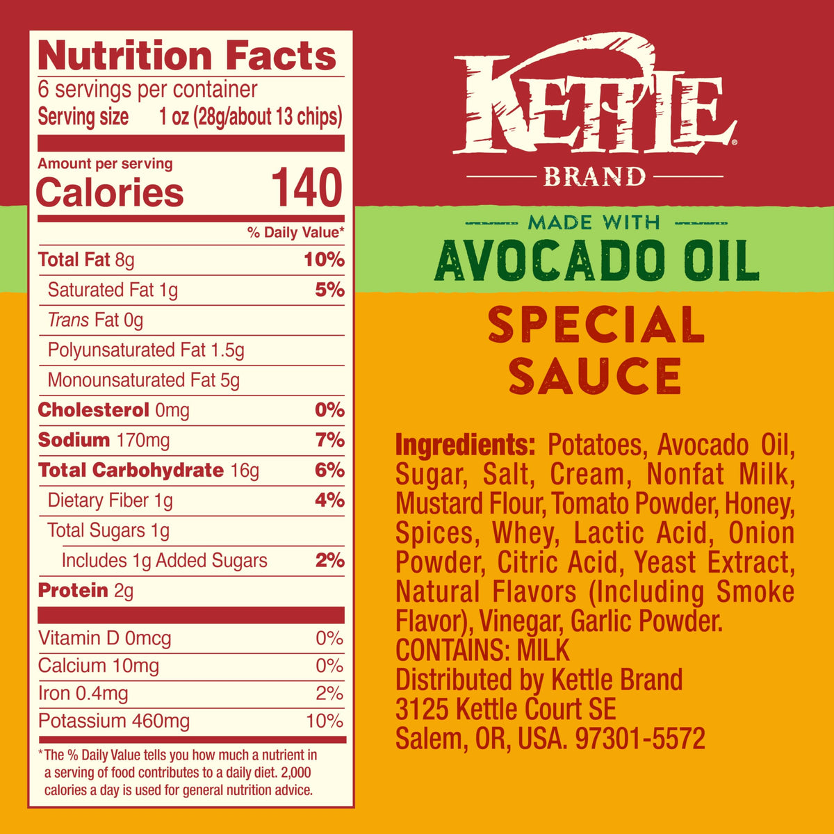 Kettle Brand Made with Avocado Oil Special Sauce Chips, 6 Oz Bag